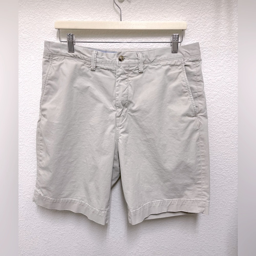 POLO RALPH LAUREN Chino Shorts Mens 34 Khaki Stretch Classic Fit Cotton Twill
